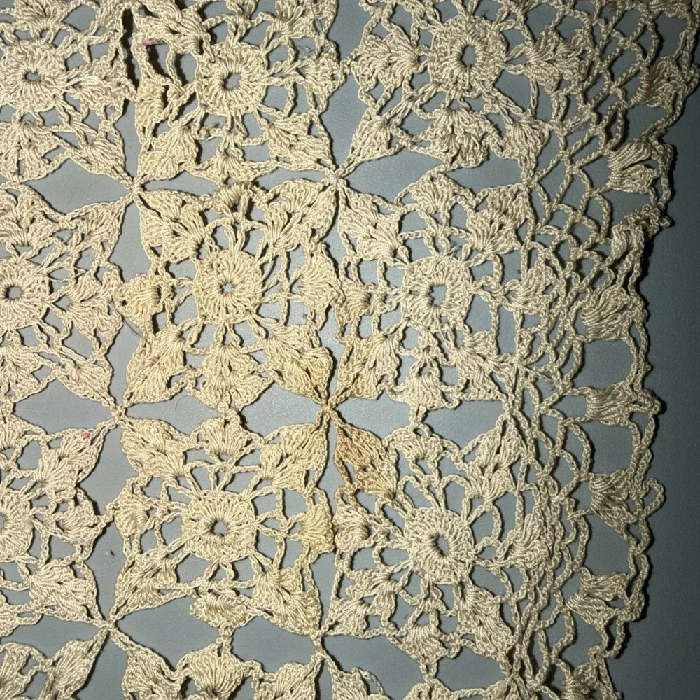 Handmade Crochet Ecru Doily Rectangle 10